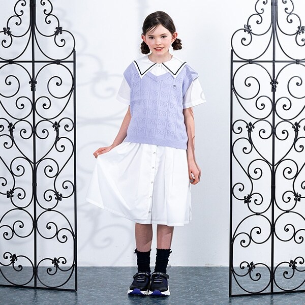 ニットベスト＋シャツワンピース