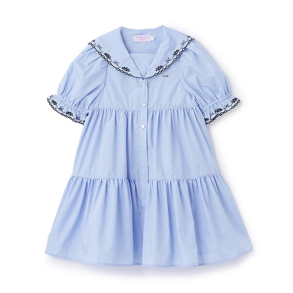 セーラーカラーティアードワンピース