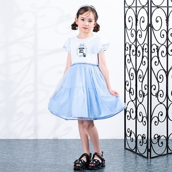 チュールスカートドッキングワンピース