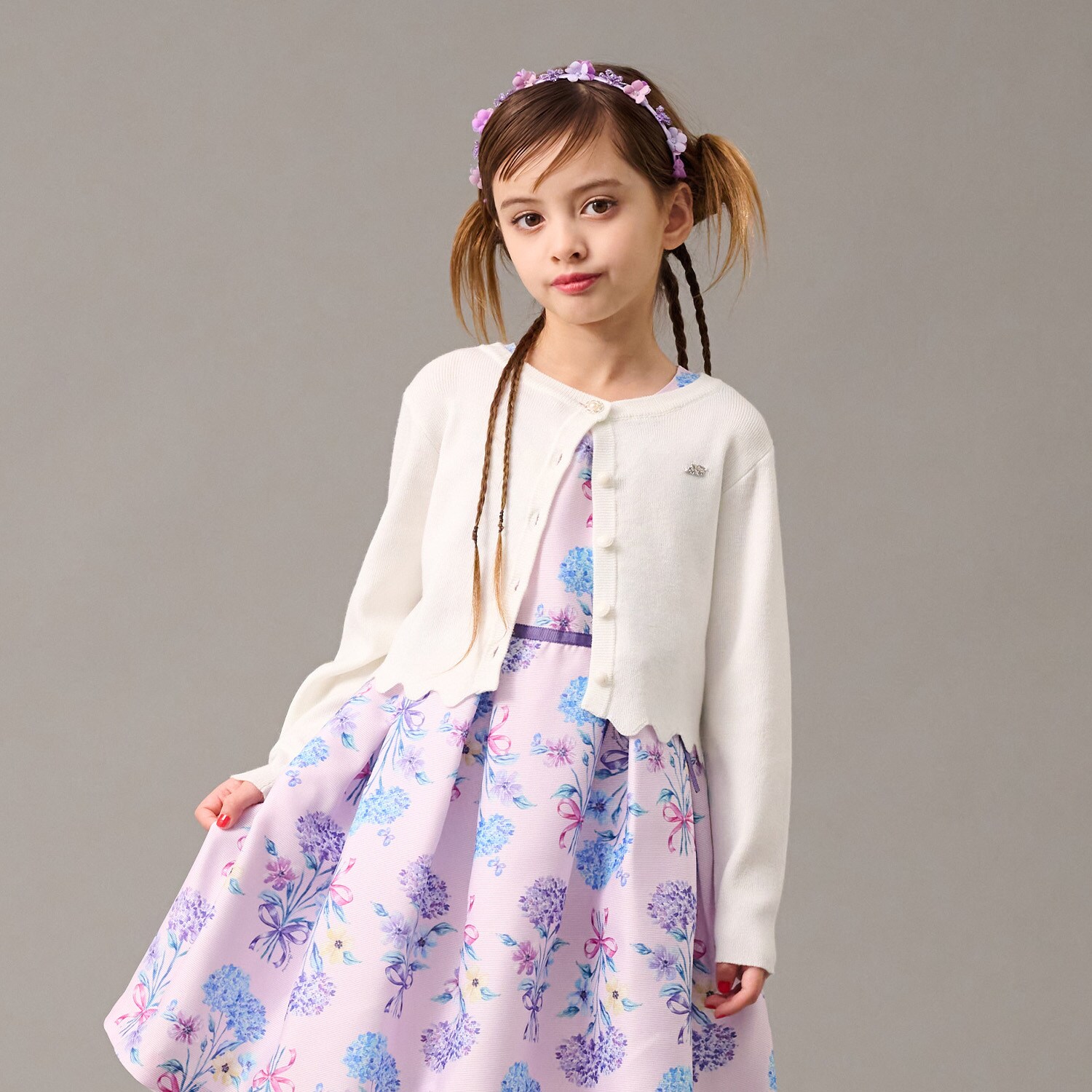 裾スカラップカーディガン