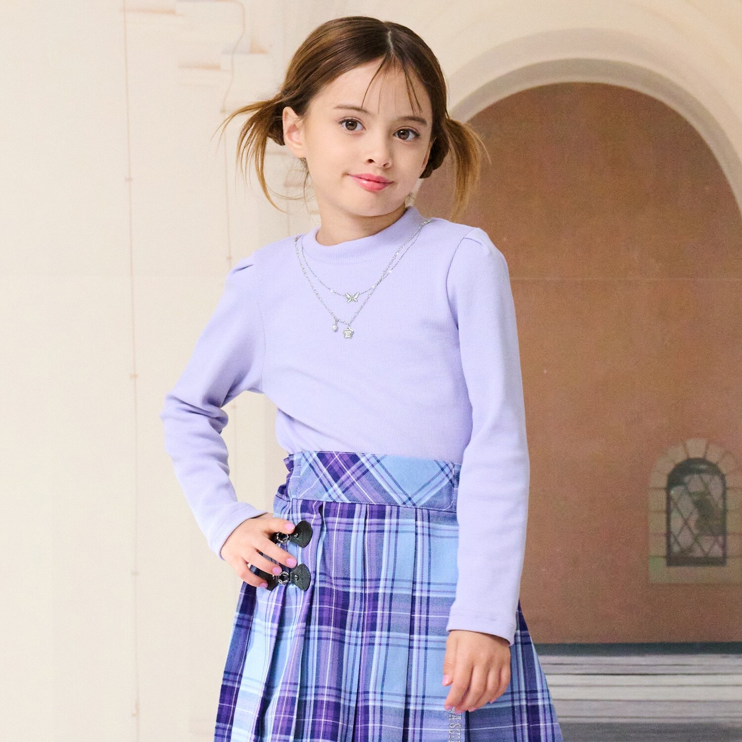 ネックレスつきテレコトップス