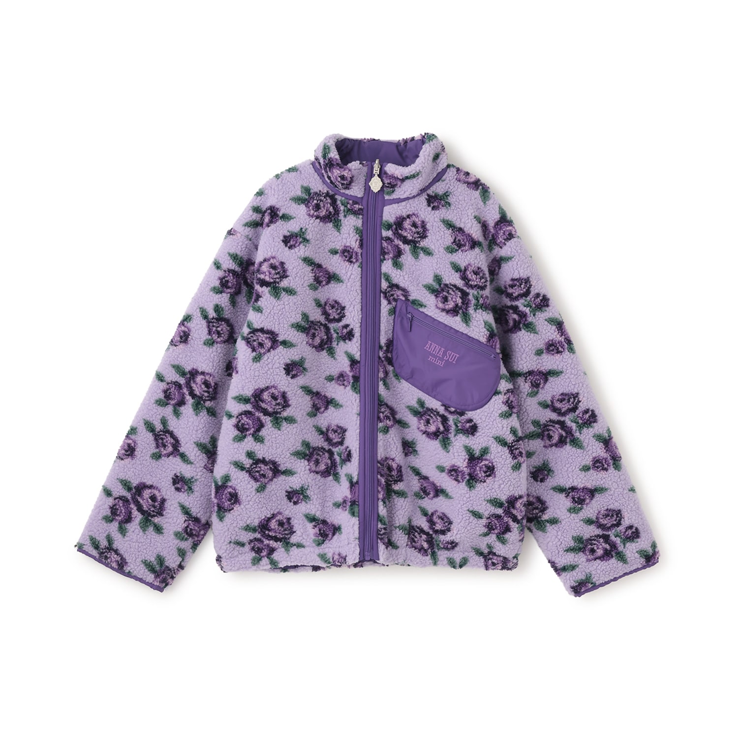 【LADIES】バラ柄ボアブルゾン