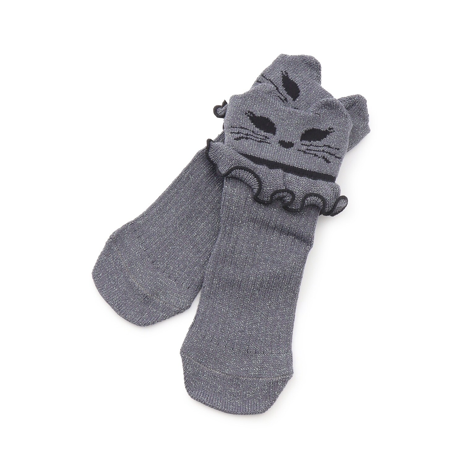 ネコ耳ラメクルーソックス