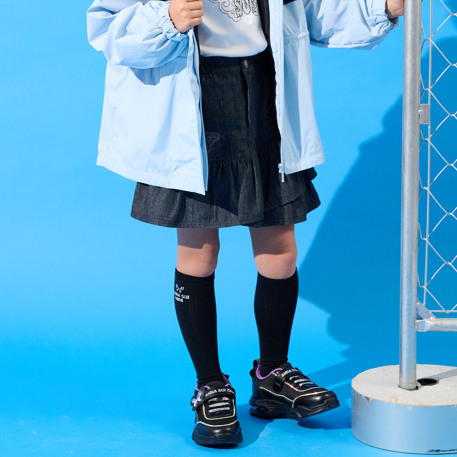 デニムスカート＋1分丈スパッツ