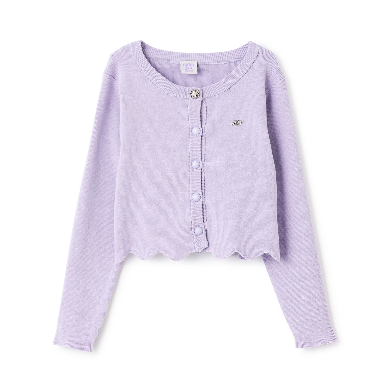 名品シルク混スカラップカーディガン