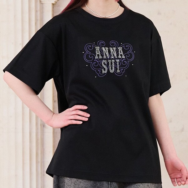 【親子リンク】LADIES　ラインストーンロゴTシャツ