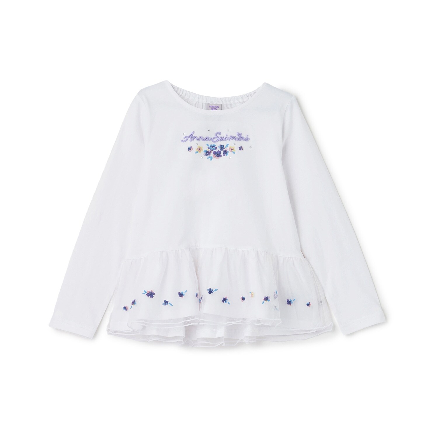 【人気商品再入荷】【直営店で取り扱い無し】裾ペプラムチュール長袖Tシャツ