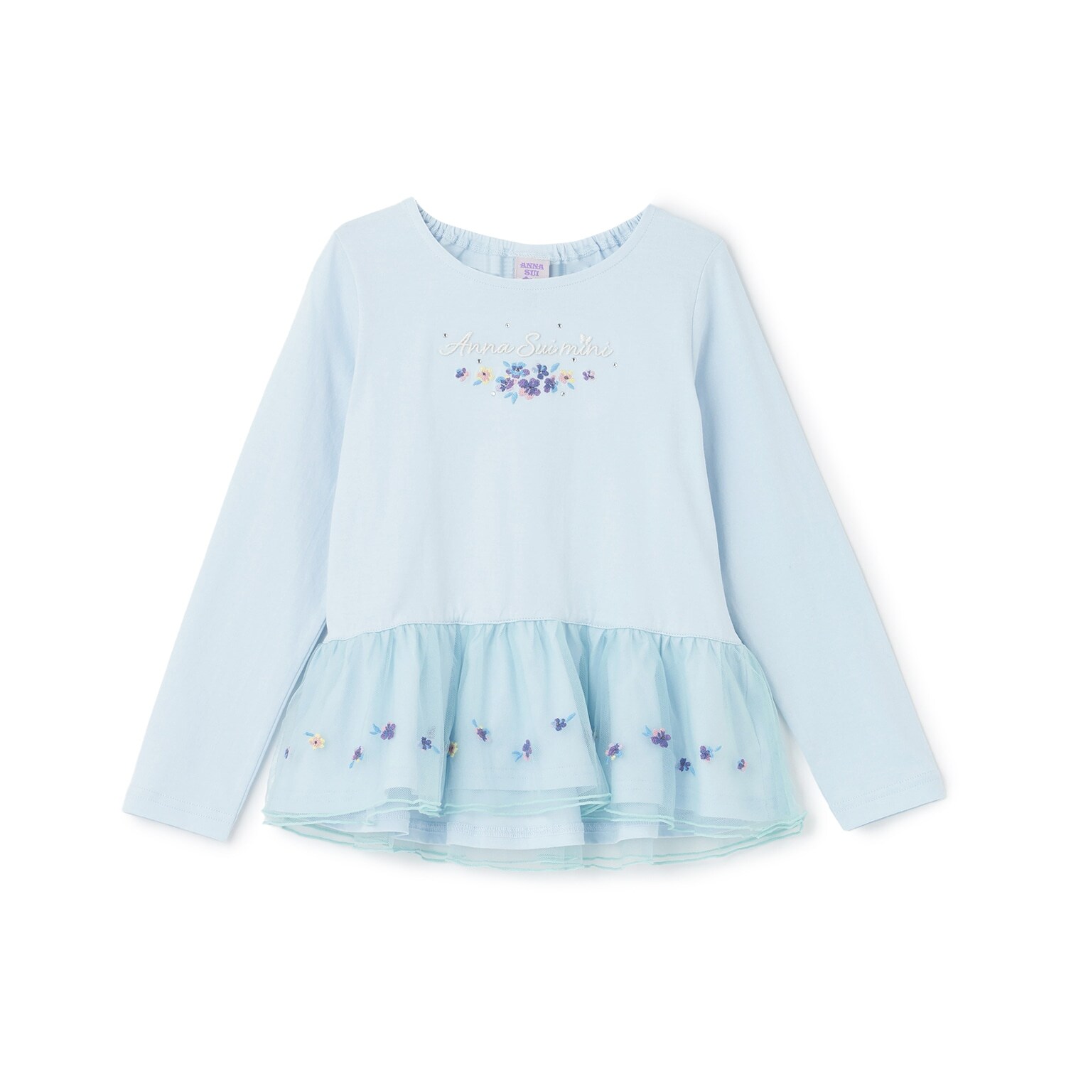 【人気商品再入荷】【直営店で取り扱い無し】裾ペプラムチュール長袖Tシャツ