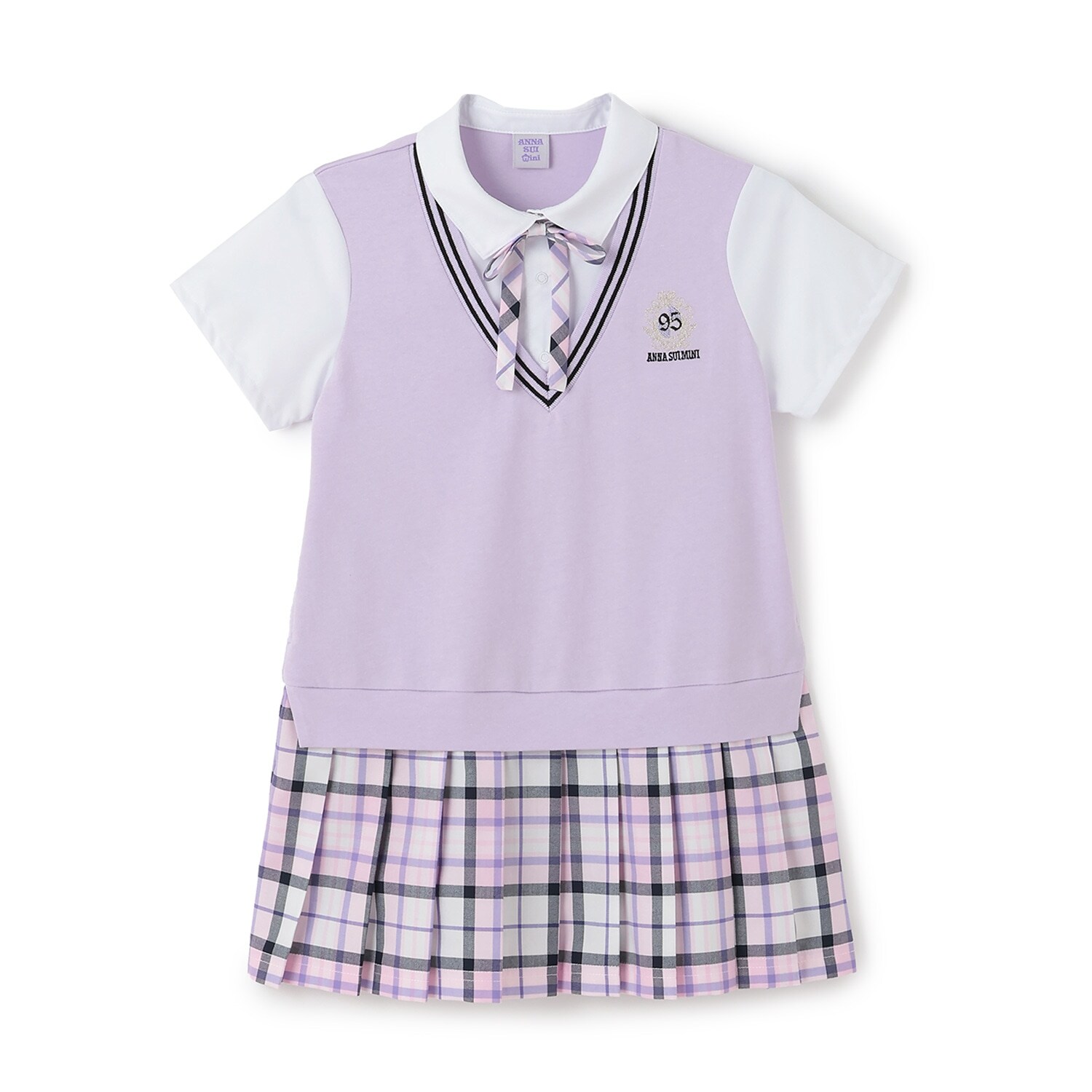 名品チェックレイヤードワンピース