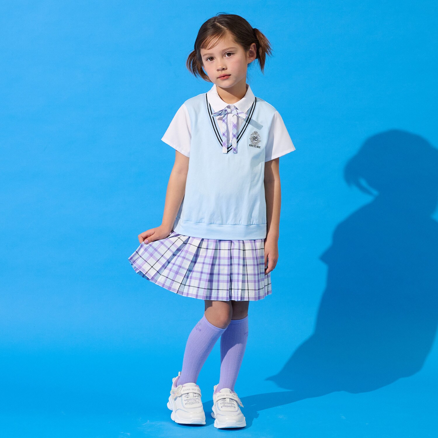 名品チェックレイヤードワンピース