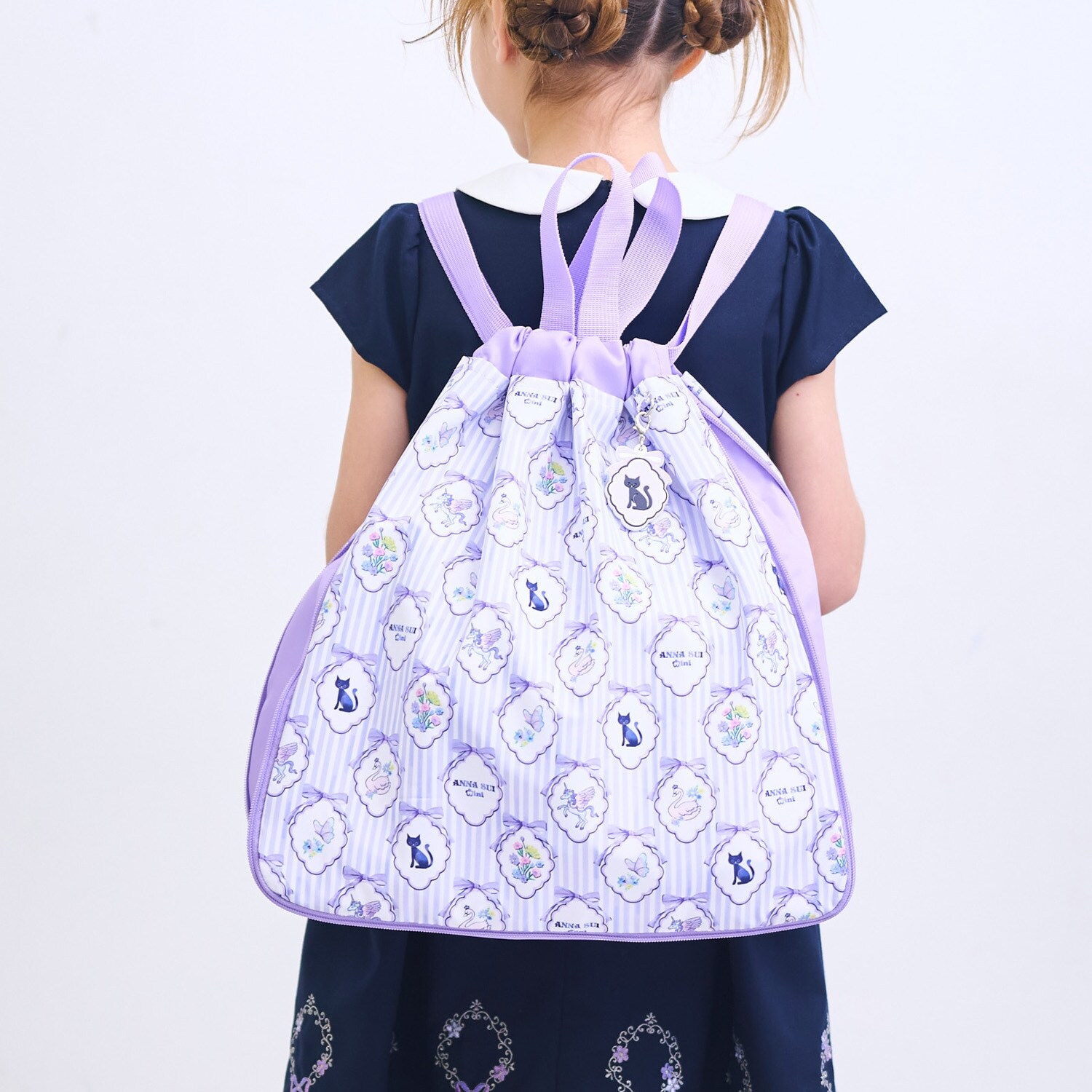 Dreamy Stripe 総柄マチつきナップサック