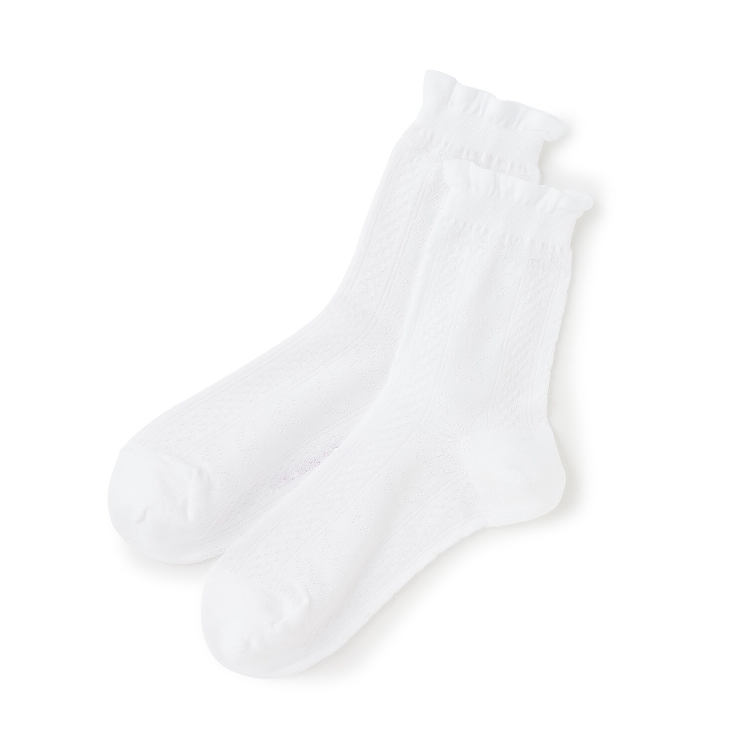 透かし編みクルーソックス