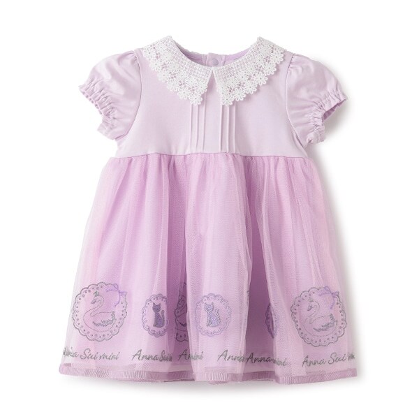 裾刺しゅうチュールワンピース