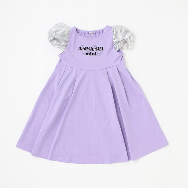 袖ストライプカットワンピース