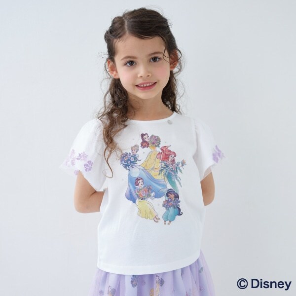 【Disney100】ディズニープリンセス袖チュールTシャツ