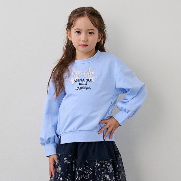 リボンロゴ刺しゅうトレーナー