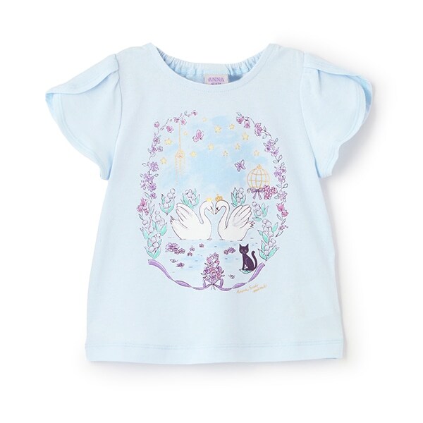 【人気商品再入荷】【直営店で取り扱い無し】スワン花プリント半袖Tシャツ