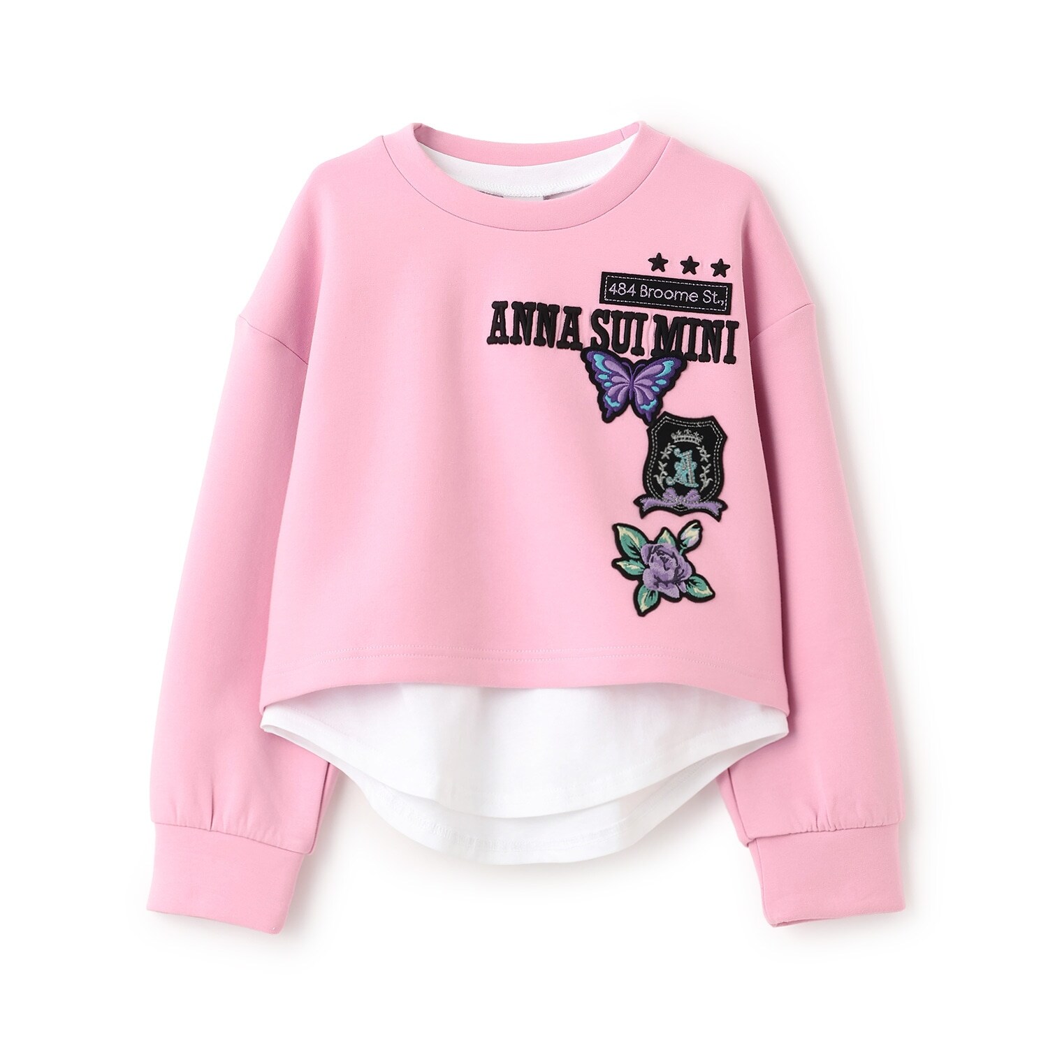 短丈ワッペントレーナー＋長袖Tシャツ