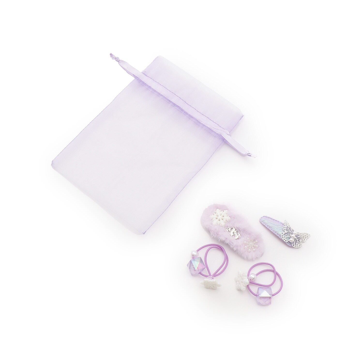 【GIFT 巾着つき】雪の結晶ヘアアクセサリー4点SET