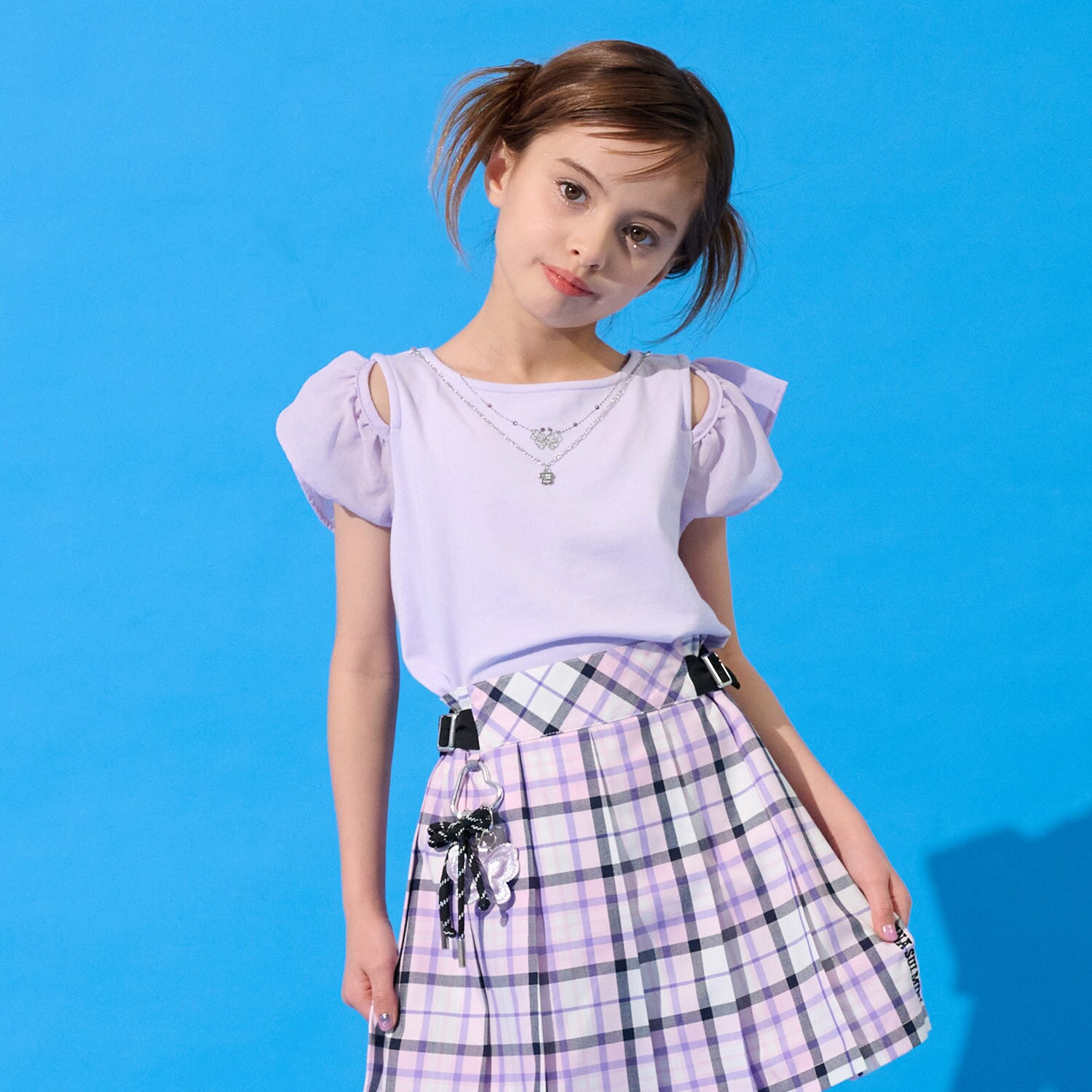 ネックレスつき２WAY肩あきTシャツ