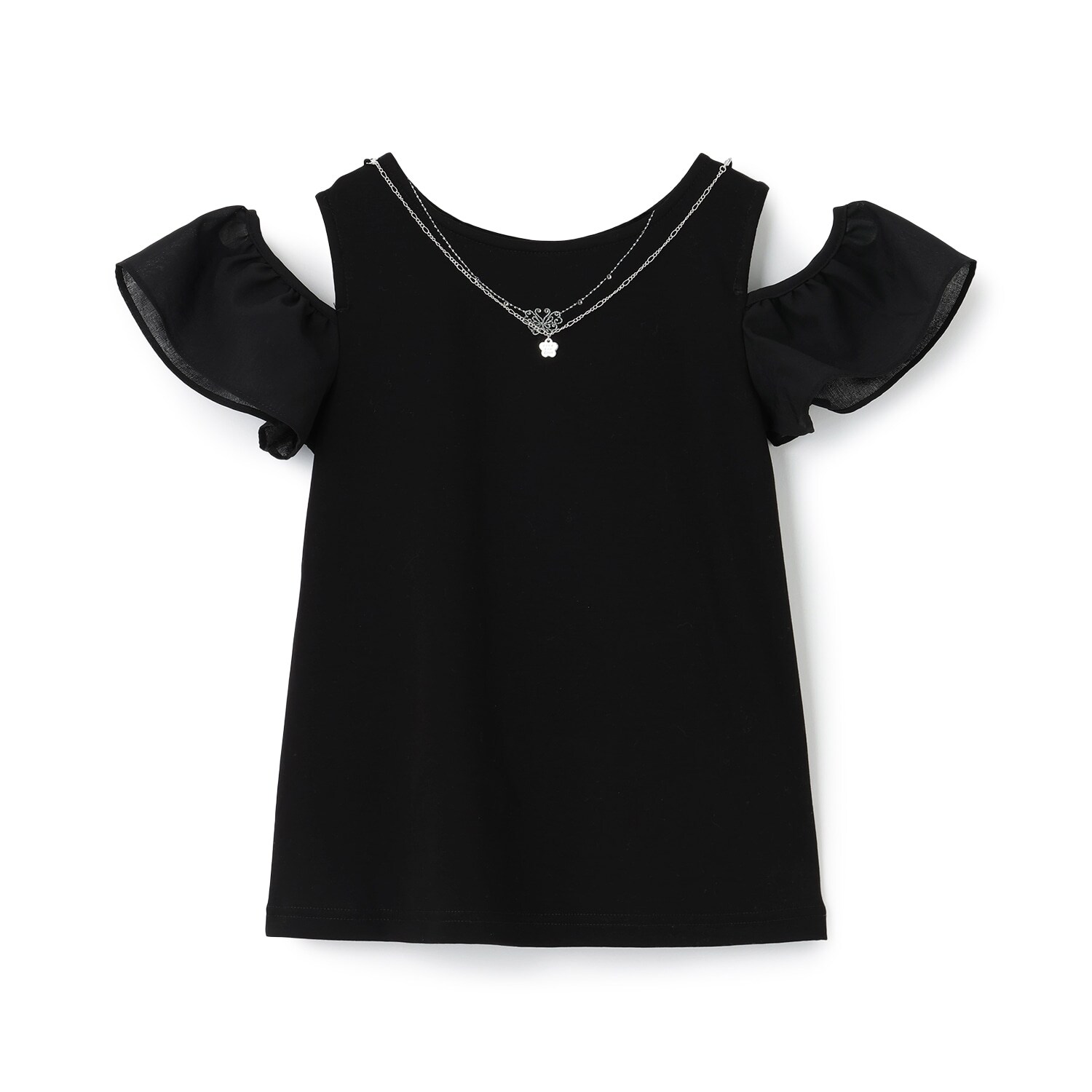 ネックレスつき２WAY肩あきTシャツ