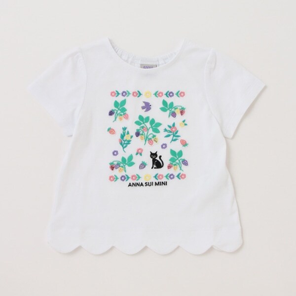 【リピート】【直営店で取り扱い無し】刺しゅう裾スカラ半袖Tシャツ