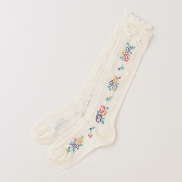 【人気商品再入荷】【直営店で取り扱い無し】花柄ハイソックス【日本製】