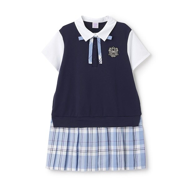 【人気商品再入荷】【直営店で取り扱い無し】チェックレイヤード風ワンピース