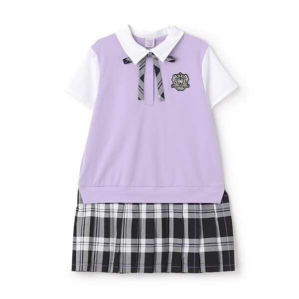 【人気商品再入荷】【直営店で取り扱い無し】チェックレイヤード風ワンピース