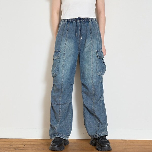 【LTXC】【接触冷感/ひんやり】デニムカーゴパンツ