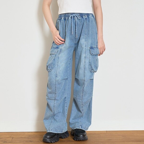 【LTXC】【接触冷感/ひんやり】デニムカーゴパンツ
