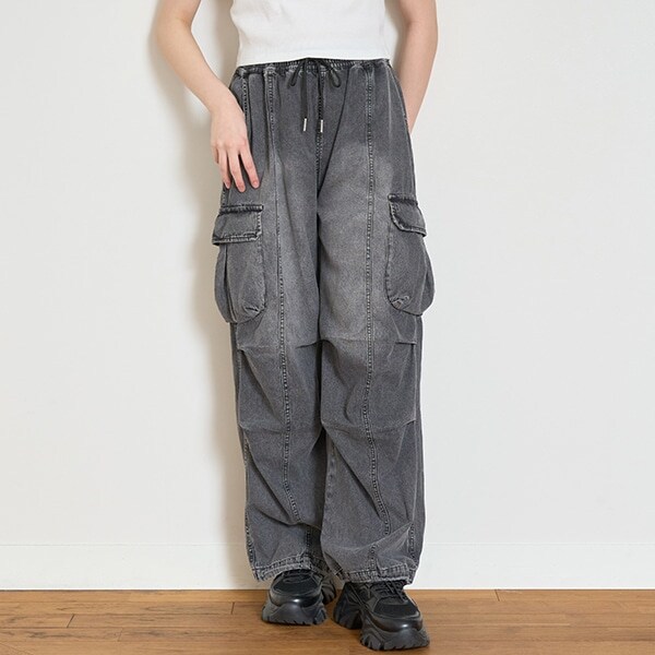 【LTXC】【接触冷感/ひんやり】デニムカーゴパンツ