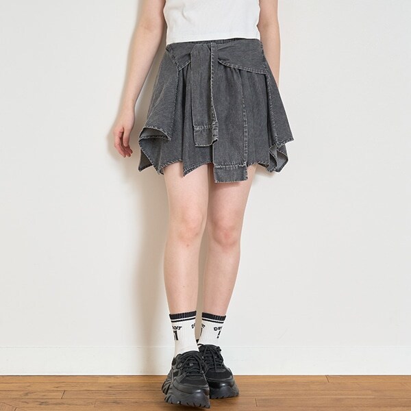 【LTXC】シャツ巻き風デニムキュロット