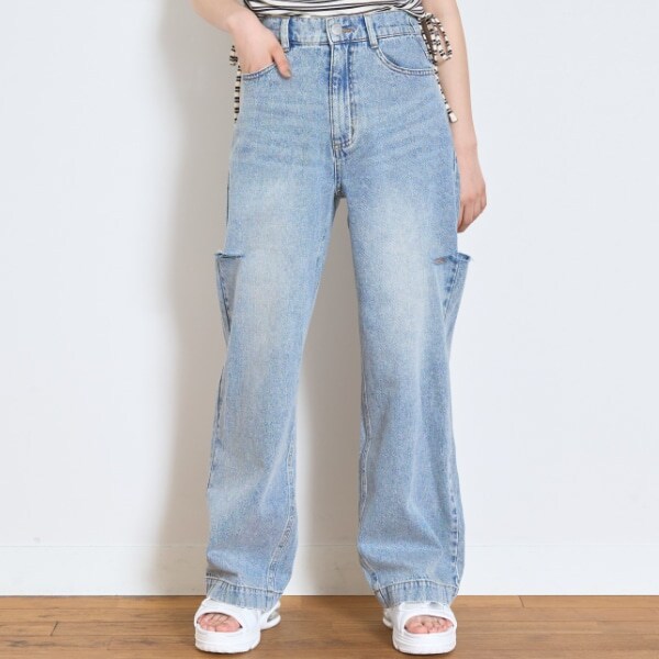 【LTXC】ダメージデニムワイドパンツ
