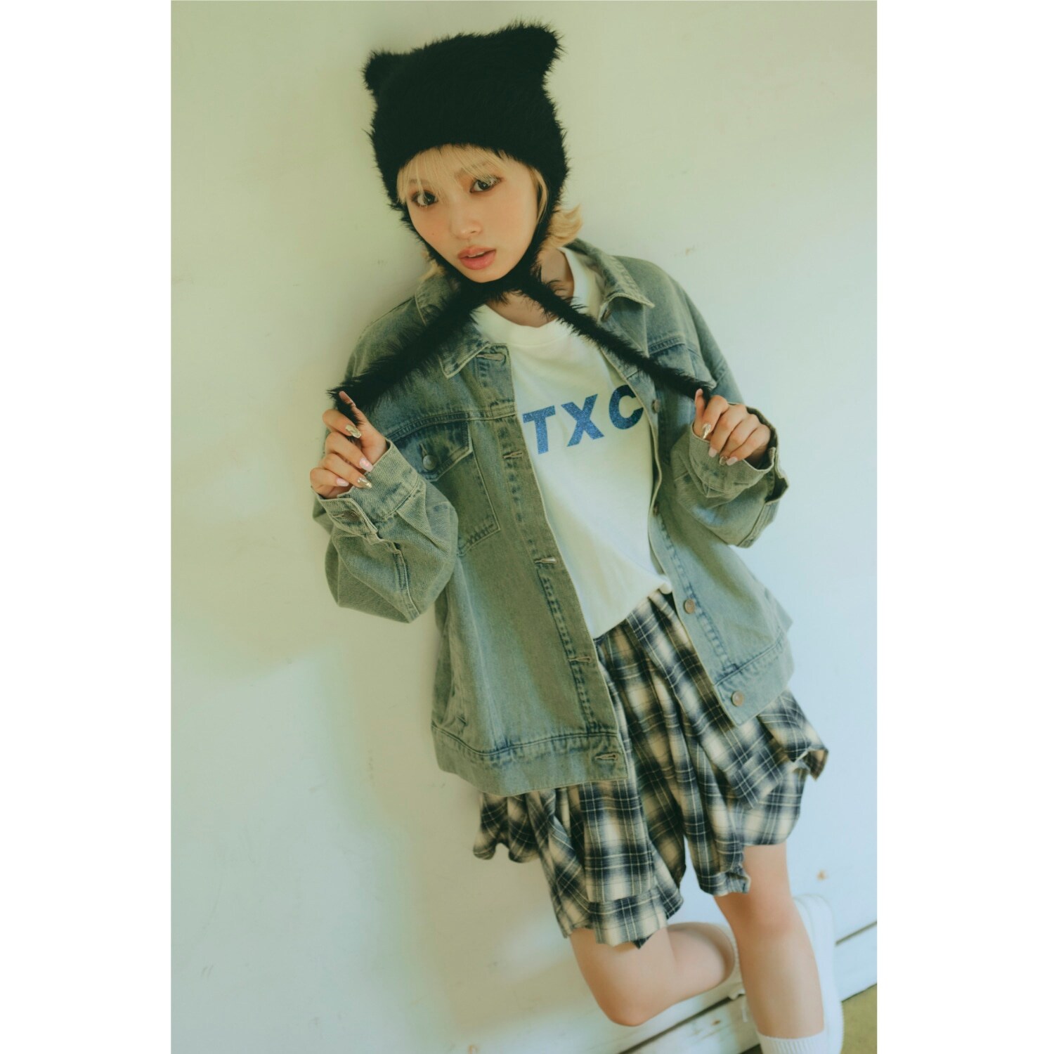 【LTXC】腰巻き風チェックキュロット