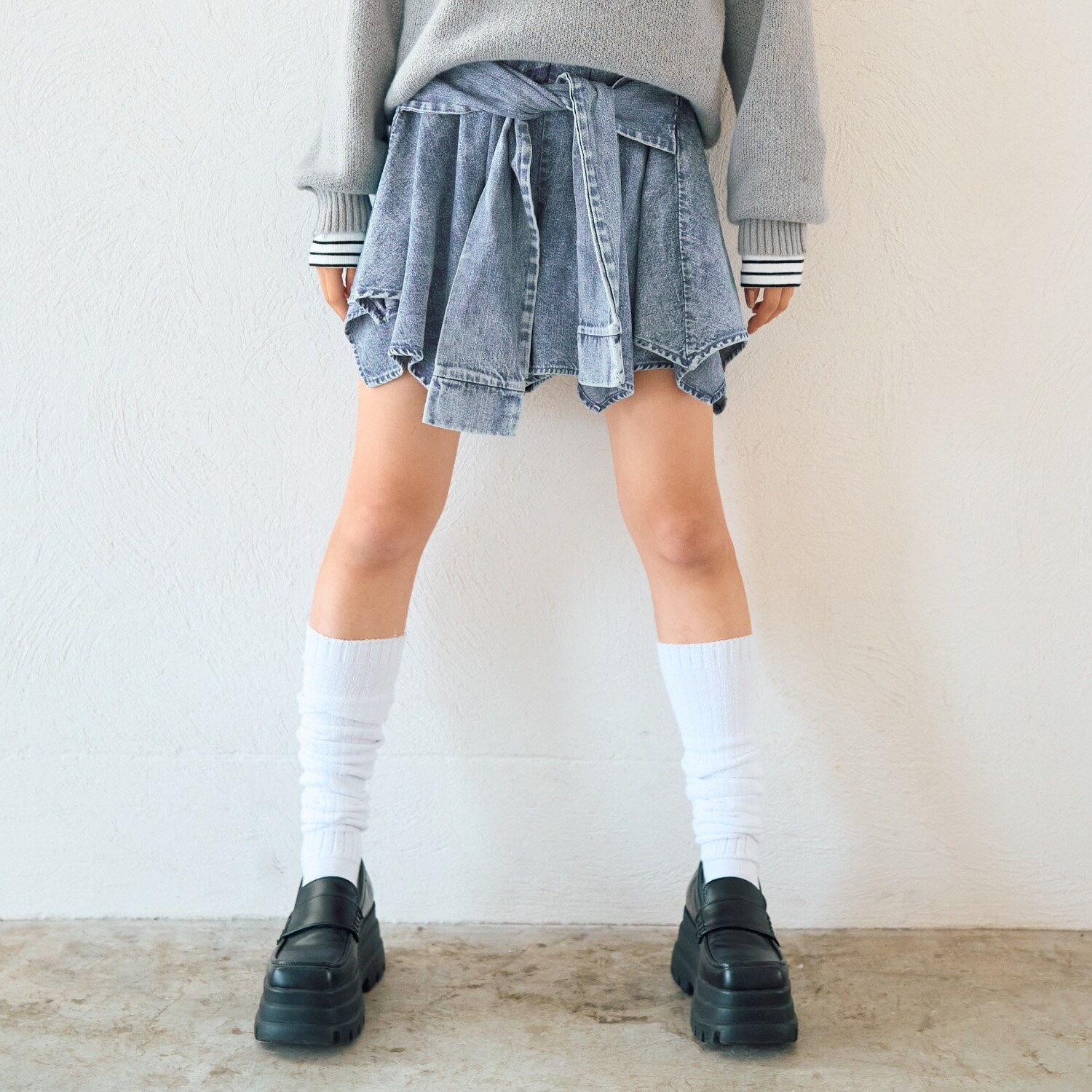 【LTXC】腰巻き風デニムキュロット