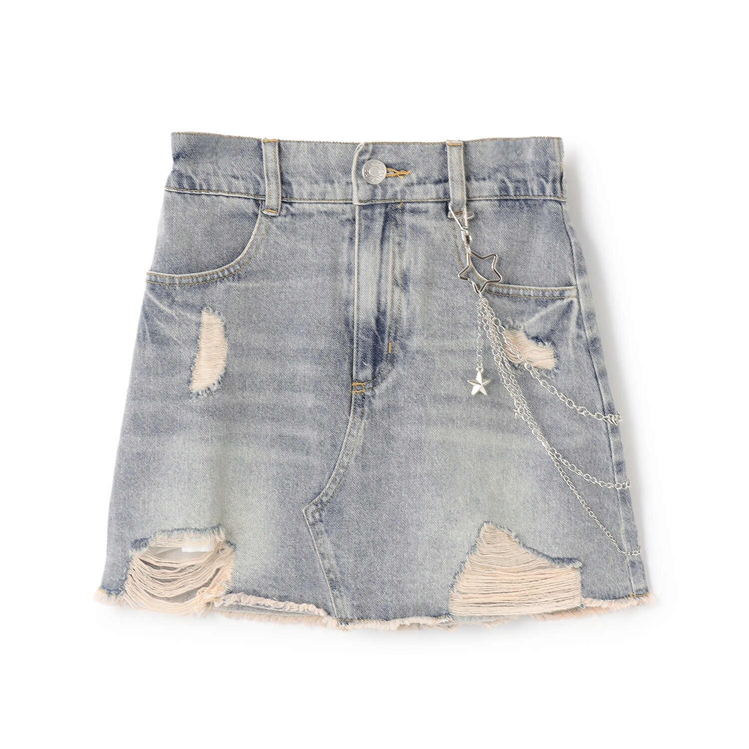 【LTXC】チェーンつきダメージデニムミニスカート