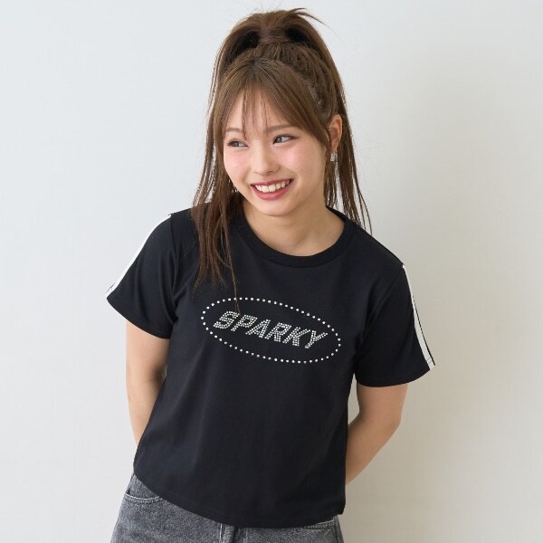 【LTXC】【吸水速乾/さらさら】ラインストーンTシャツ