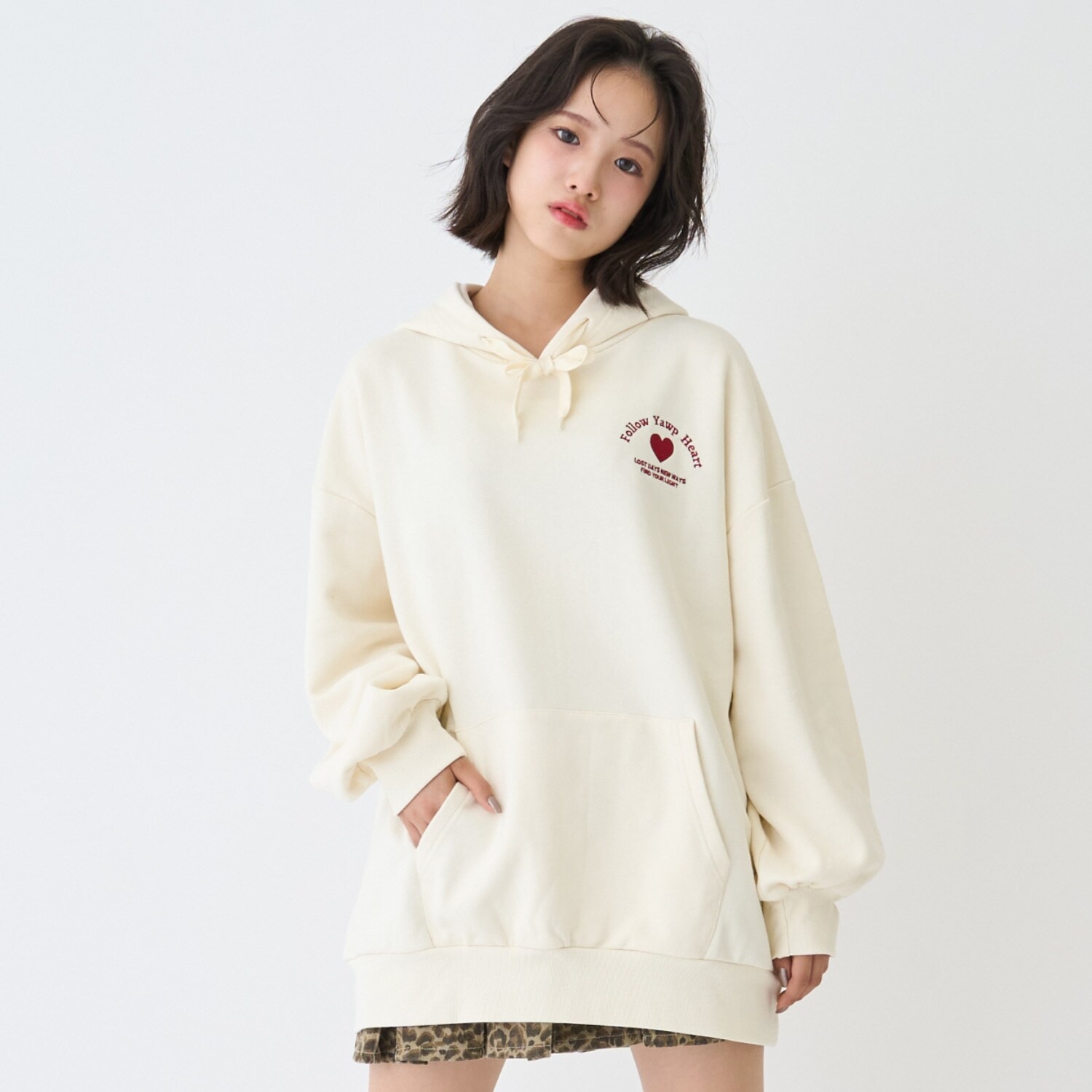 【LTXC】【綿100％】バックロゴチュニックパーカ