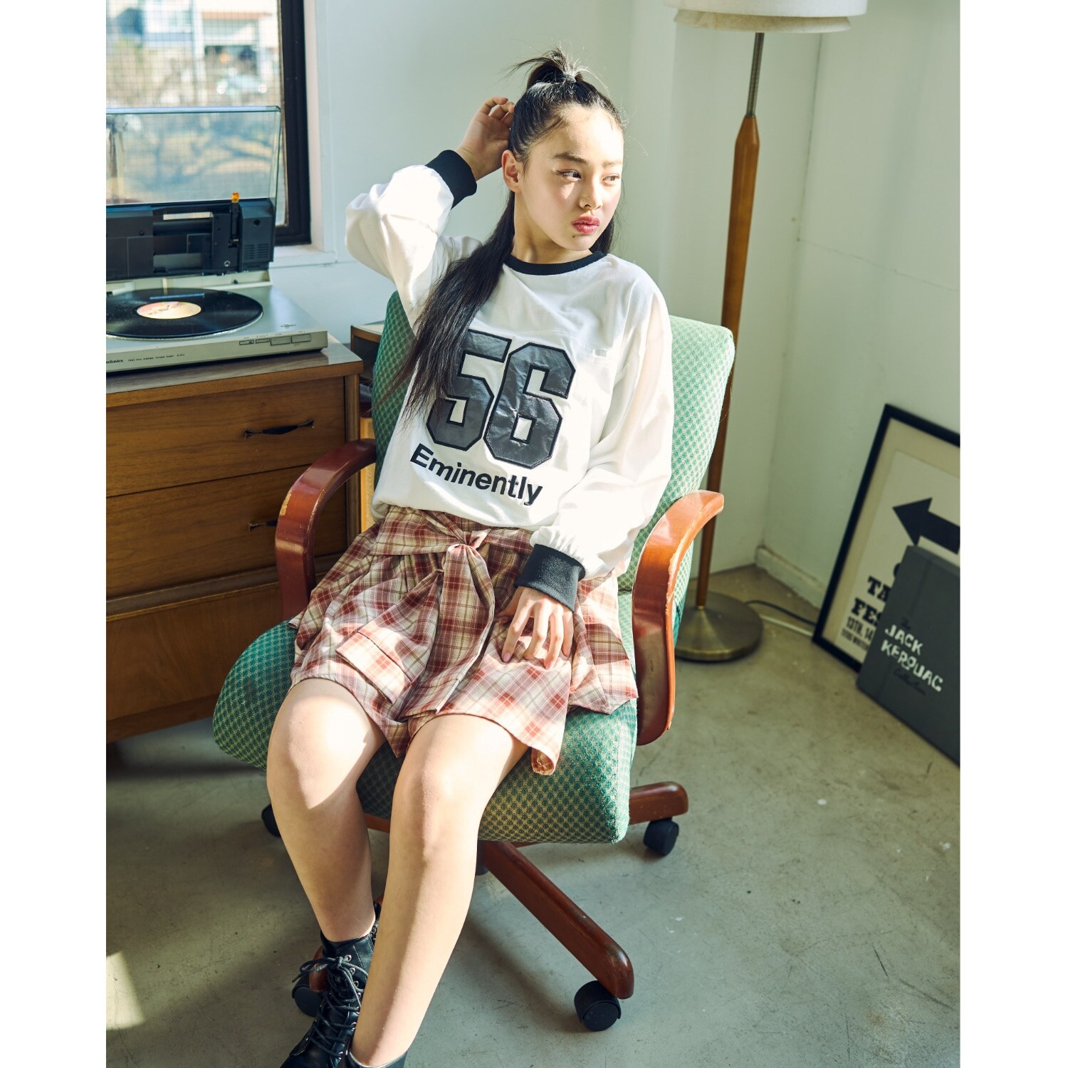 【LTXC】腰巻き風チェックキュロット