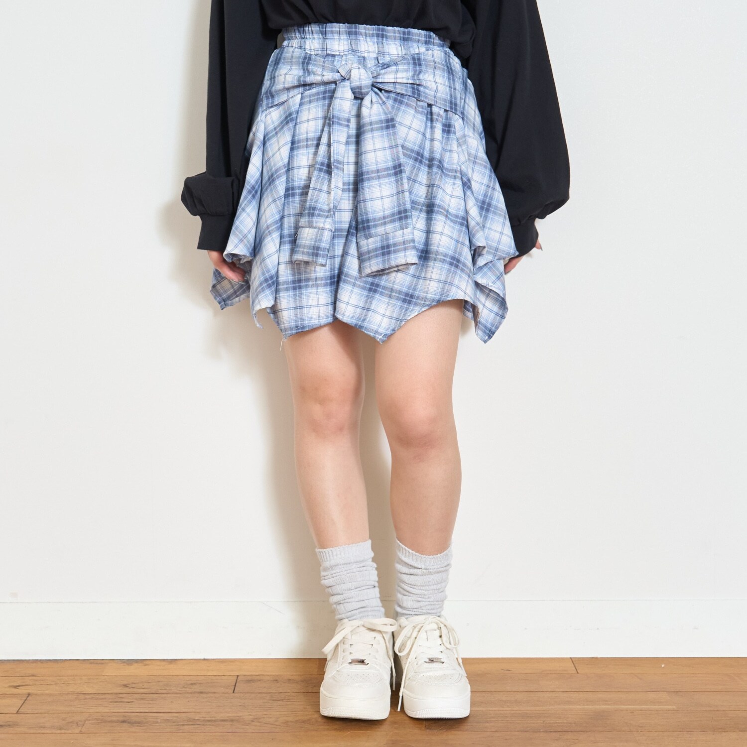 【LTXC】腰巻き風チェックキュロット