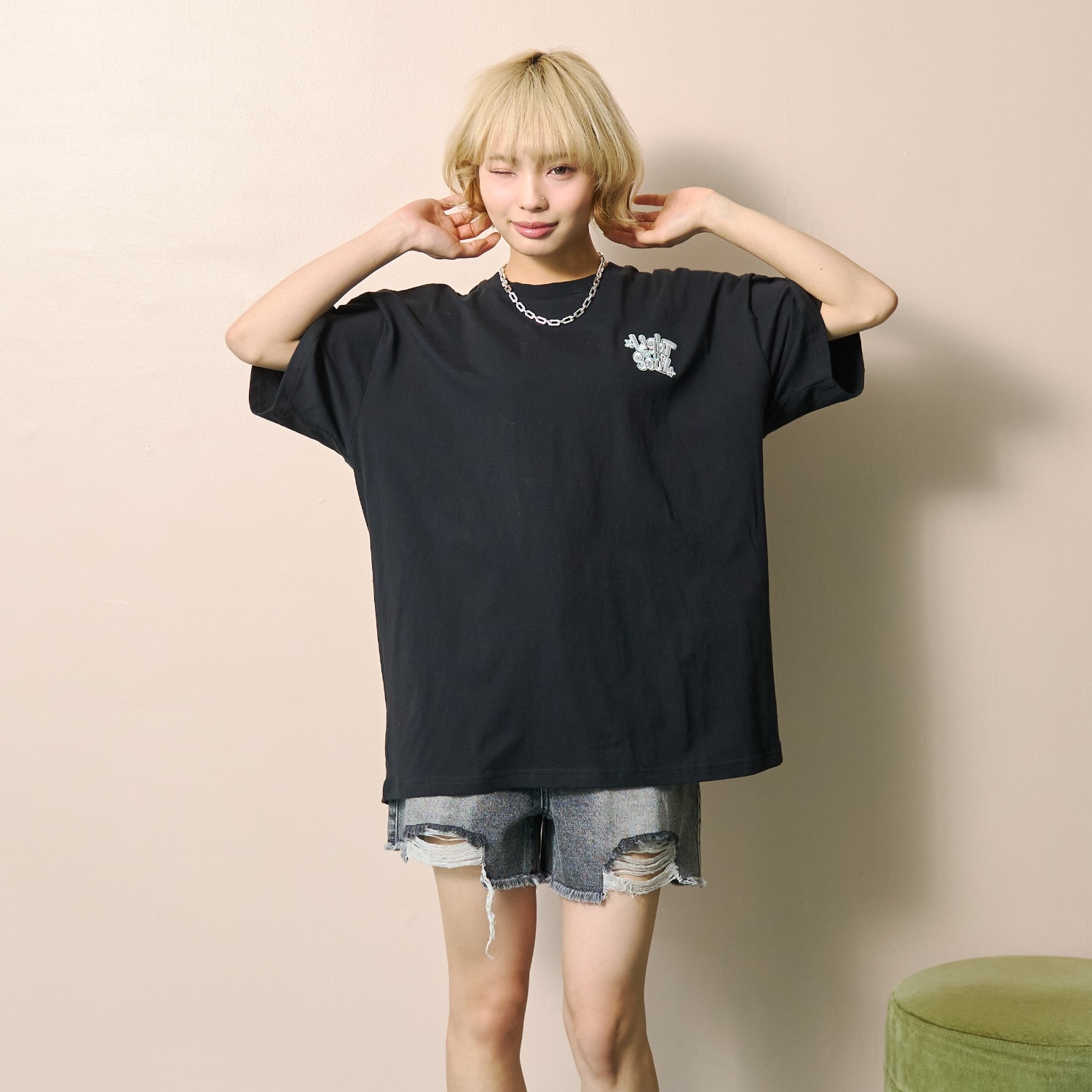 【LTXC】ダメージデニムショートパンツ