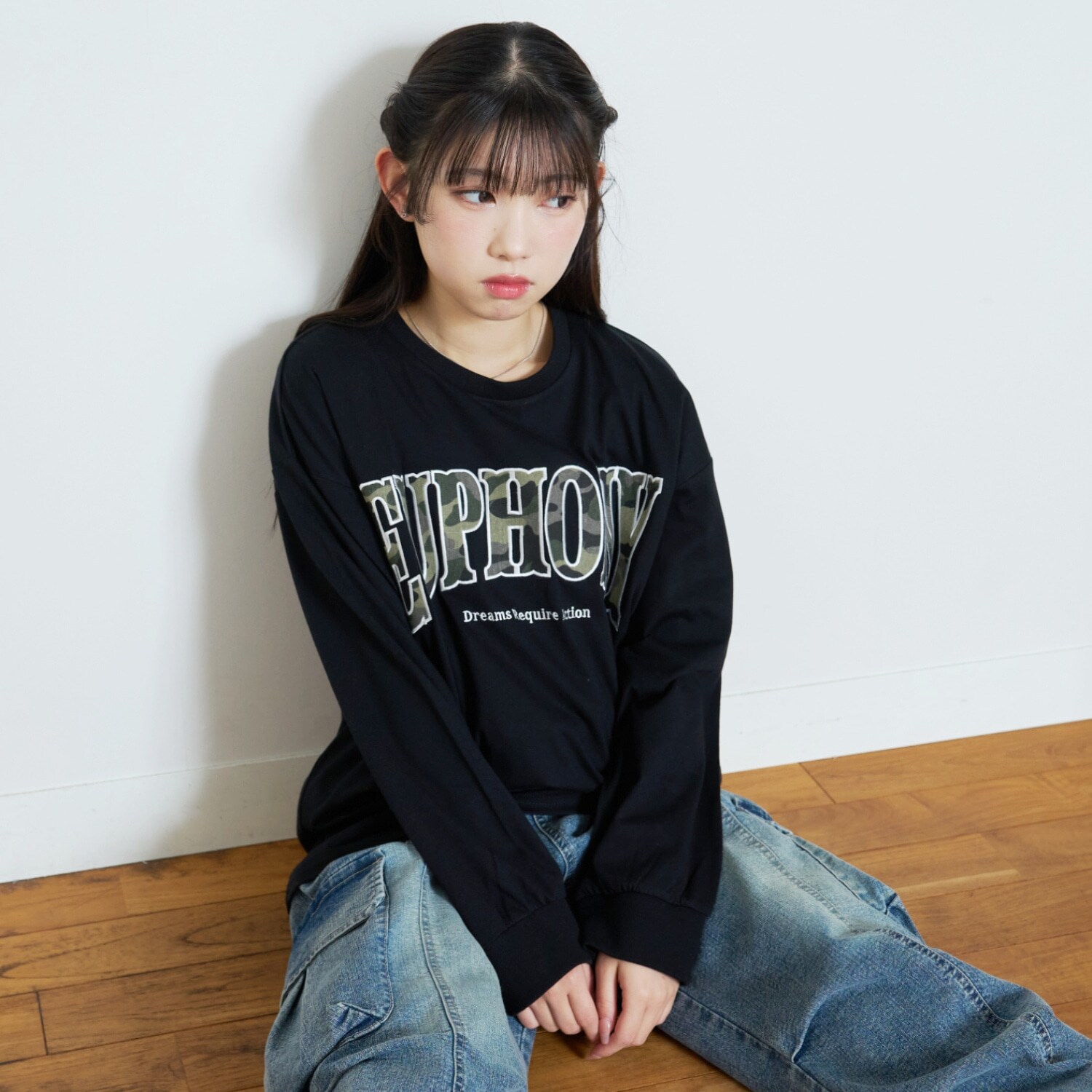 【LTXC/綿100%】カレッジ柄ロゴ長袖T