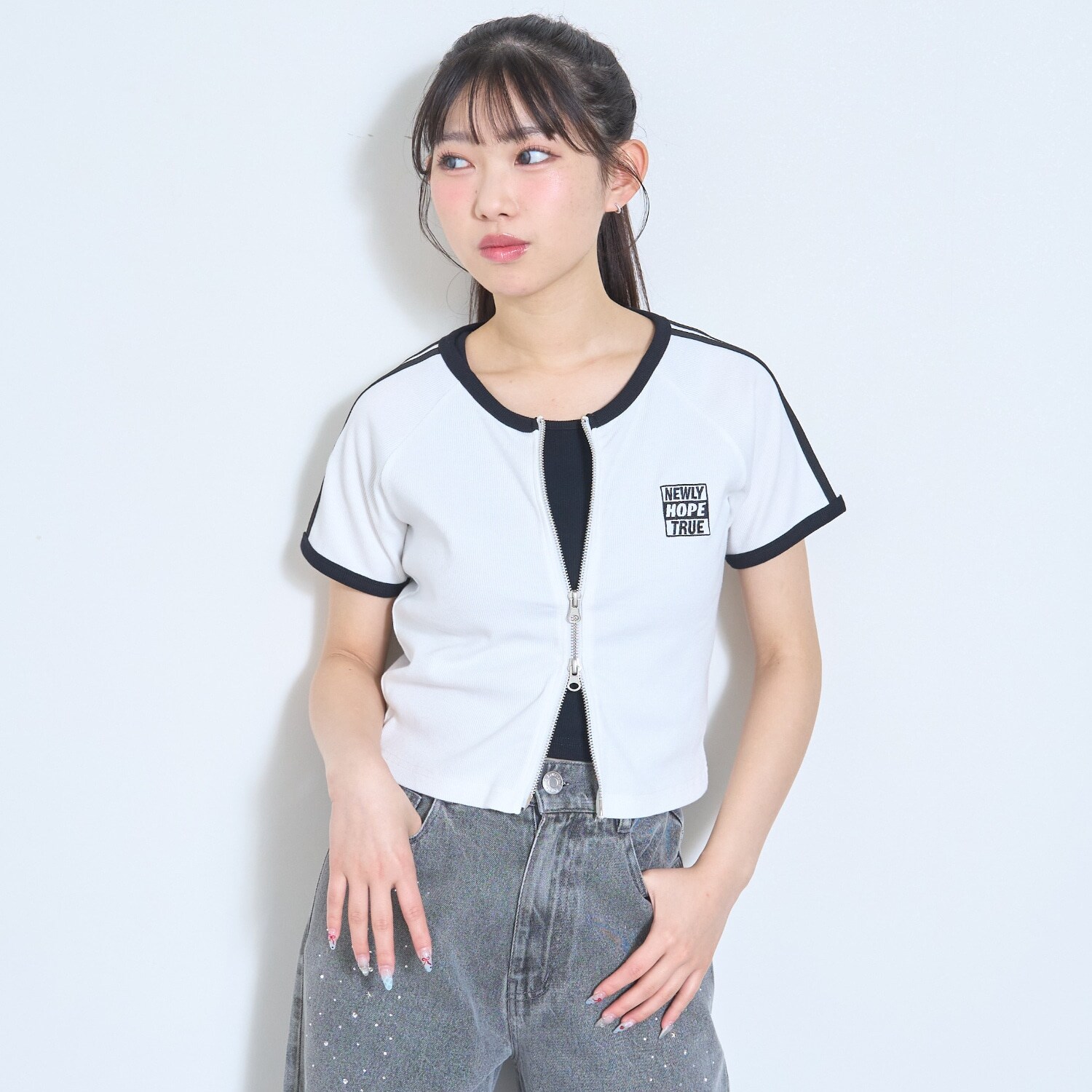 【LTXC/抗菌防臭】タンクつきラインジップ半袖