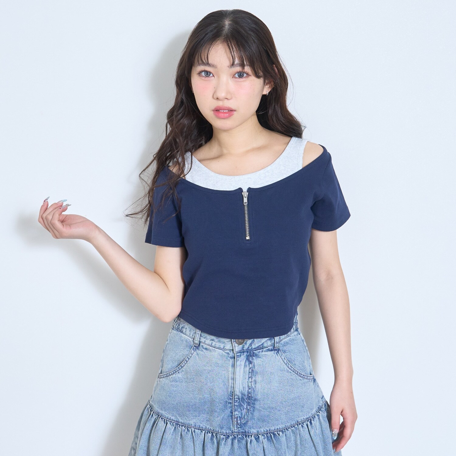 【LTXC/抗菌防臭】オフショルレイヤードテレコT