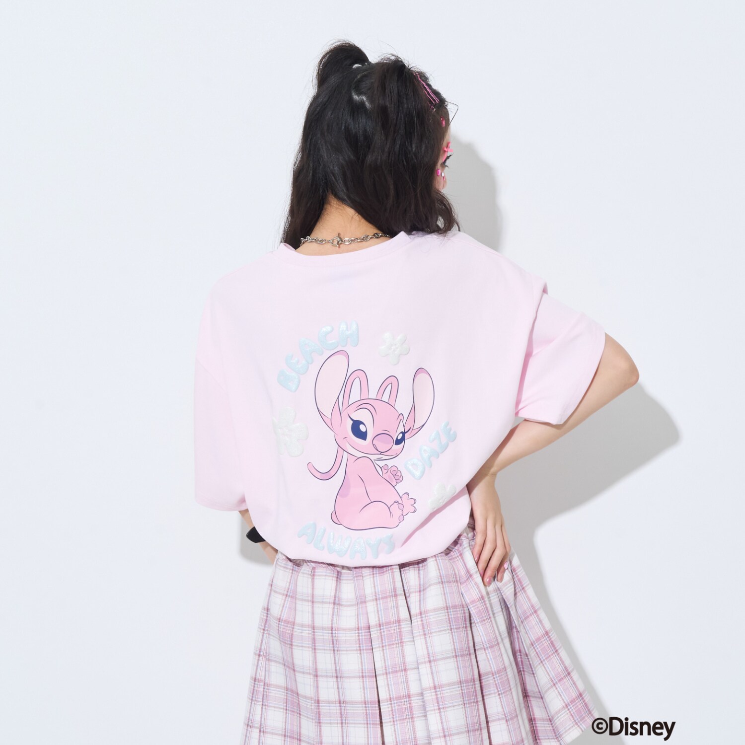 【Disney】【スティッチ】/【LTXC】【マルチ機能/接触冷感・吸水速乾・UV・遮熱】バックプリントルーズ半袖Tシャツ