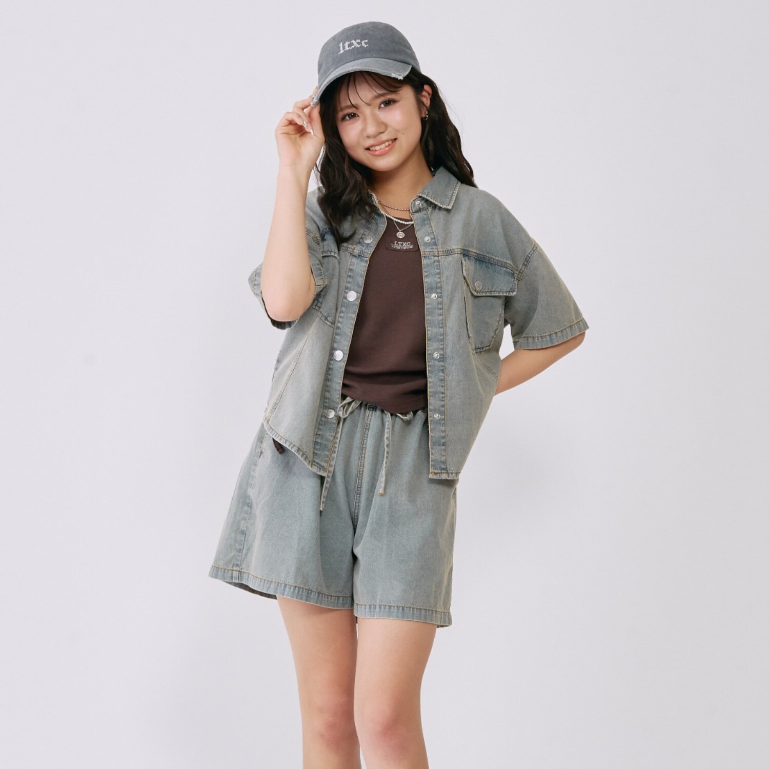 【LTXC/接触冷感】デニムシャツセットアップ