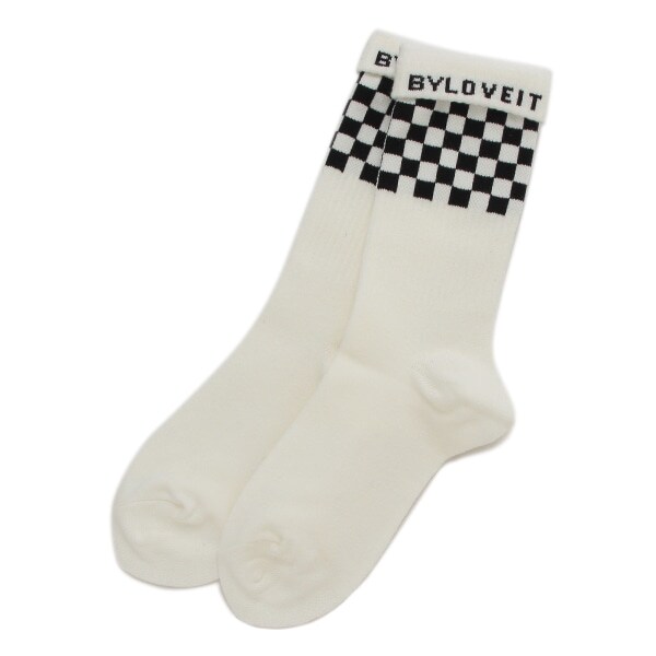 折り返しチェッカークルーソックス