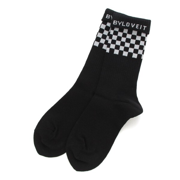 折り返しチェッカークルーソックス