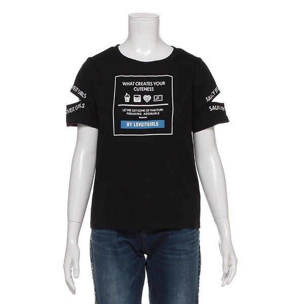 袖開きアイコンプリントTシャツ